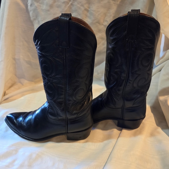 Vintage ACME Black Western Leather Boots Size 9.5 EW - Picture 4 of 8